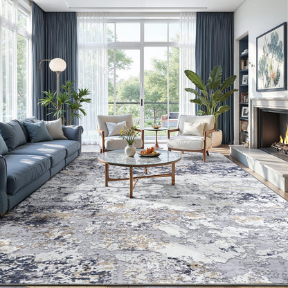 Toneed 4x6 Feet Washable Area Rugs for Bedroom Living Room, 48"x72" Grey
