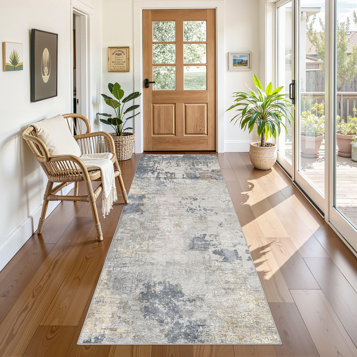 UERMEI 8x10 Area Rug Living Room Rugs - Washable Neutral Modern Abstract Soft Thin Large Rug Indoor Floor No Slip Rug Carpet for Bedroom Under Dining Table Home Office Decor - Brown Grey
