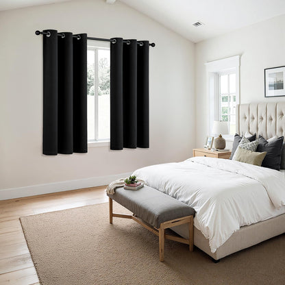 MIULEE Blackout Curtains for Bedroom 2 Panels 40 x 63 Inch Long Black