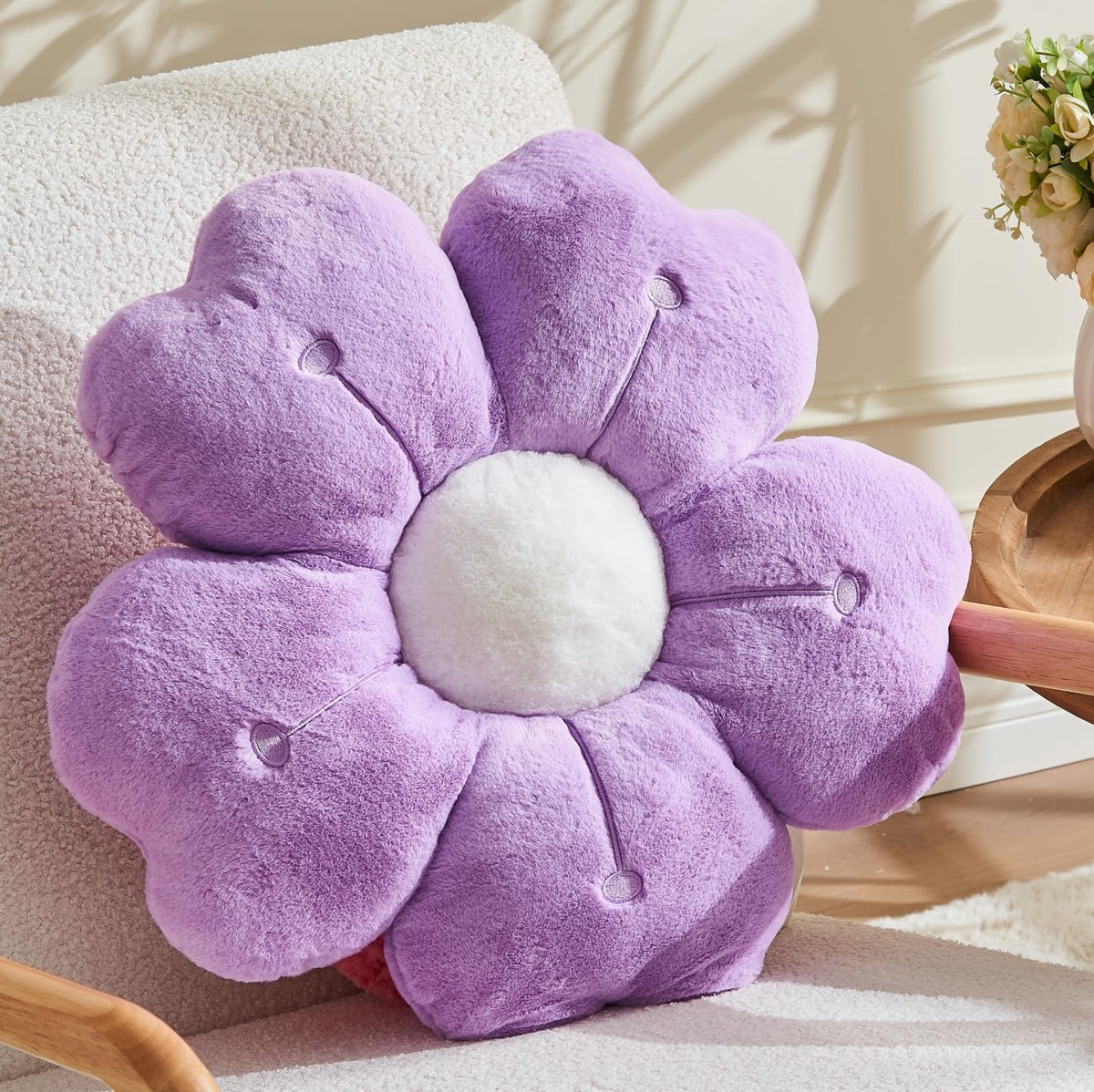 Flower Pillow,15.7In Cute Daisy Pillow Pink Throw Pillows