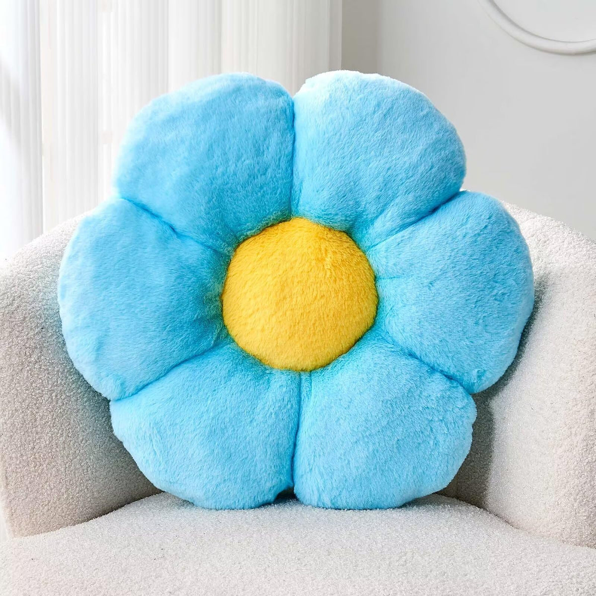 Kcvvcr Pink Flower Pillow, Cute Decorative Flower Shaped Throw Pillow with Faux Rabbit Fur, 14.9" Soft Flower Plush Throw Pillow Floor Pillows Room Décor for Bedroom Living Room