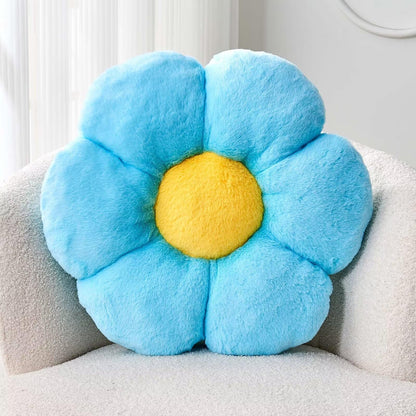 Kcvvcr Pink Flower Pillow, Cute Decorative Flower Shaped Throw Pillow with Faux Rabbit Fur, 14.9" Soft Flower Plush Throw Pillow Floor Pillows Room Décor for Bedroom Living Room