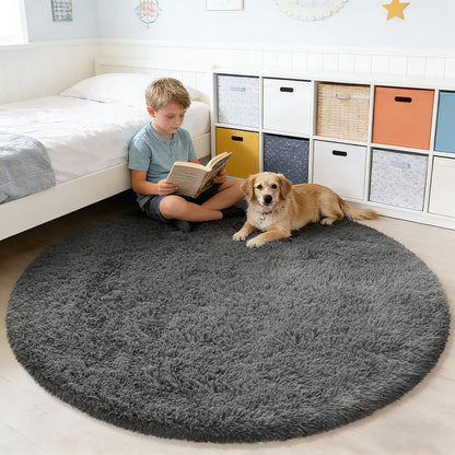 8x10 Fluffy Area Rugs for Living Room,Black Large Shag Area Rug for Bedroom