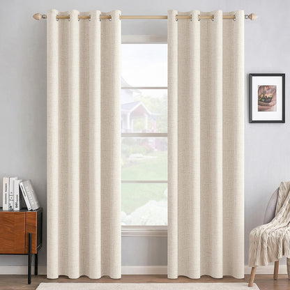 MIULEE 100% Blackout Linen Curtains for Bedroom 52x84 Inches Natural Beige