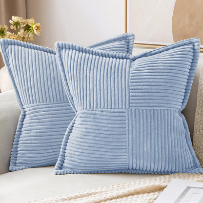 MIULEE Decorative Throw Pillow Covers for Couch 18x18 Inch Beige 2 Pack