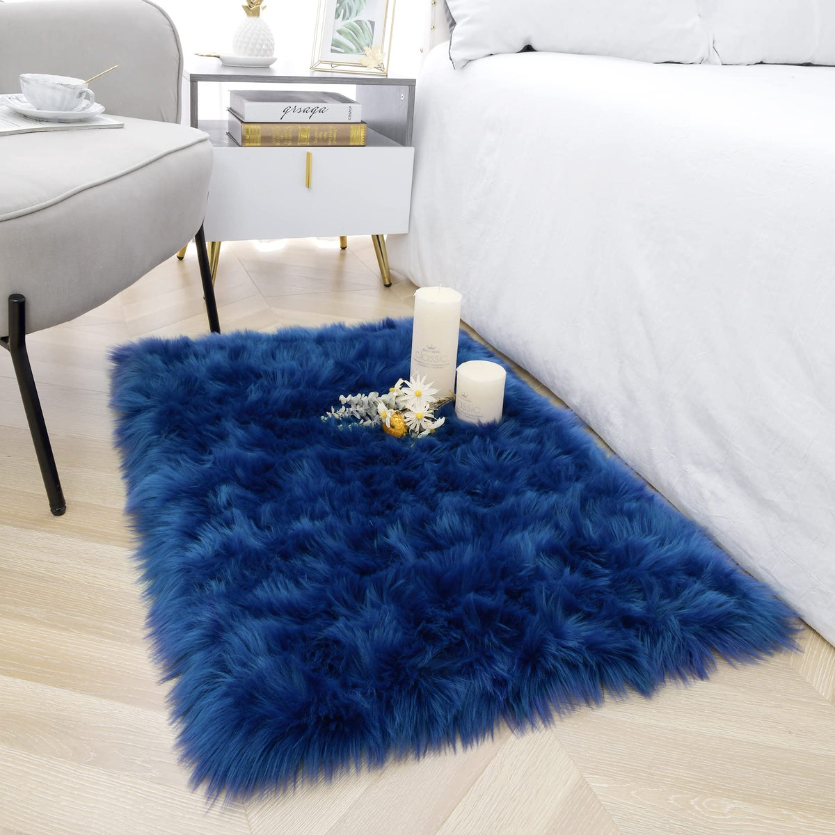 Noahas 2x6 Black Fluffy Soft Runner Rug Non-Slip for Bedroom Dorm Hallway