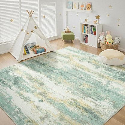 Rugflix 8x10 Area Rug for Living Room, Washable Navy Blue Dark Black Carpet