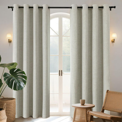 Joydeco Blackout Curtains 84 Inch Long, Linen Black Out Curtains for Bedroom 2 Panels with Grommet, Thermal Insulated, Noise Reducing Room Darkening Drapes Privacy Protection for Living Room Window
