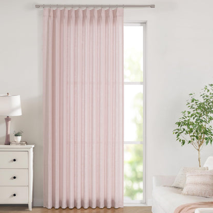 Vision Home Natural Linen Pinch Pleated Semi Sheer Curtains 42Wx90Lx2