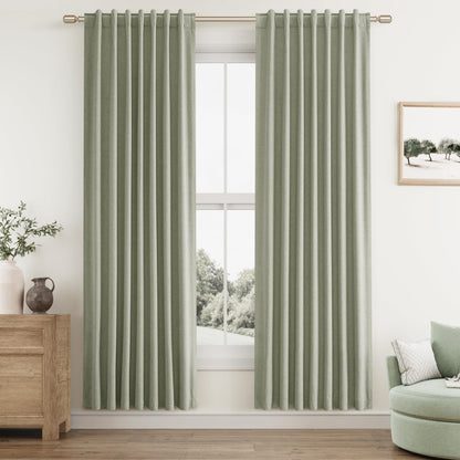 Guken Cream Linen Blackout Curtains 84 Inch Length 2 Panels Set for Living Room Bedroom Back Tab Thermal Insulated 100% Black Out Drapes Room Darkening Window Curtain Ivory Natural Beige