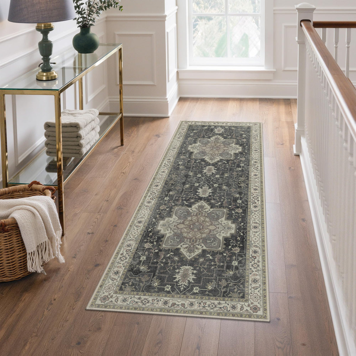 GENIMO 8x10 Washable Area Rugs for Living Room, Non Slip, Taupe Brown