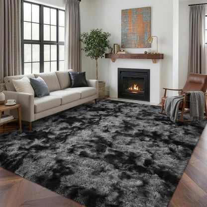 5x7 Black Area Rugs for Living Room, Large Fluffy Shag Bedroom Rugs Non-Slip, Ultra Soft Plush Carpet for Nursery Kids PlayRoom Dorm Office Indoor Modern Carpets