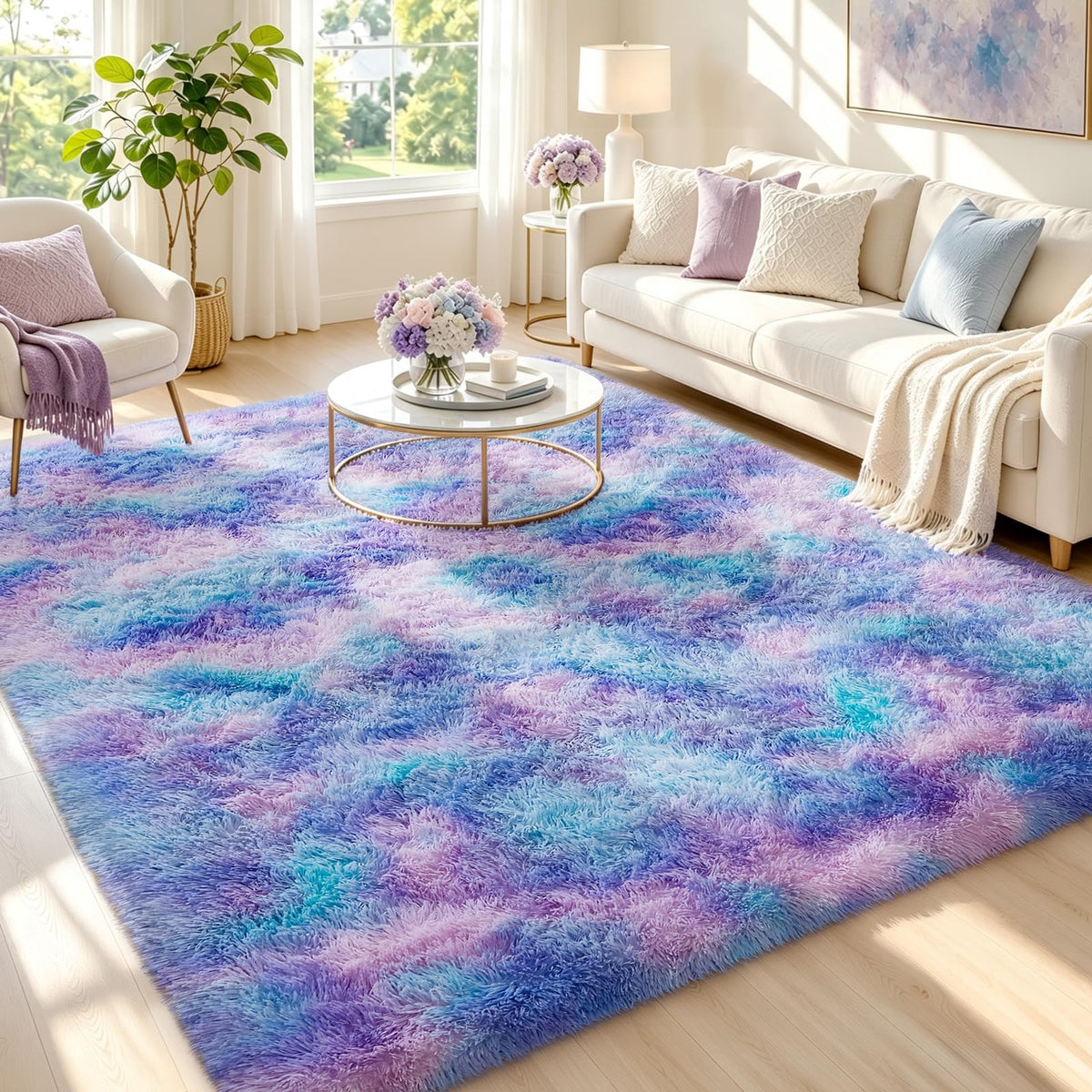 Ophanie Area Rugs for Living Room Bedroom, Washable Non-Slip Fluffy Soft Grey Shag Carpet, Indoor Floor Gray 4x6 Fuzzy Shaggy Living Room Plush Rug for Kids Home Dorm Decor Aesthetic
