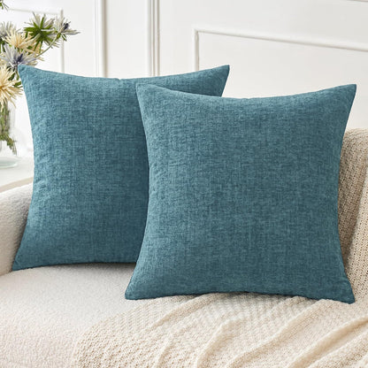 MIULEE Soft Chenille Throw Pillow Covers Sage Green 18x18 Inch Pack of 2