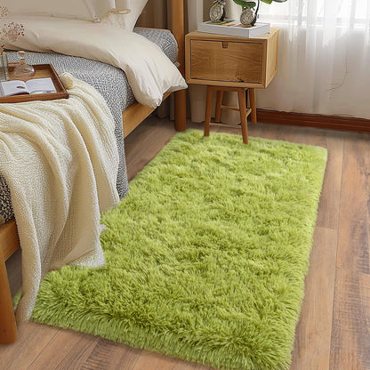 Ultra Soft Runner Rugs for Bedroom Hallways with Upgraded Non-Slip Rubber Backing & Thick Memory Sponge, 2x6 Feet Fluffy Shag Throw Area Rug for Bedside Dorm Dark Grey