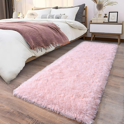 Ultra Soft Runner Rugs for Bedroom Hallways with Upgraded Non-Slip Rubber Backing & Thick Memory Sponge, 2x6 Feet Fluffy Shag Throw Area Rug for Bedside Dorm Dark Grey
