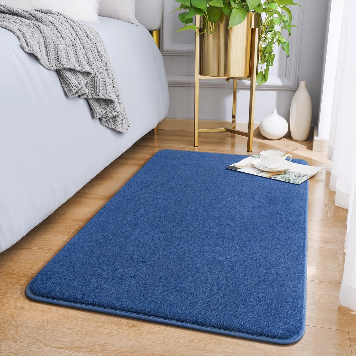 Amearea Modern Area Rugs for Bedroom Living Room, 4x6 Blue Memory Foam Rug