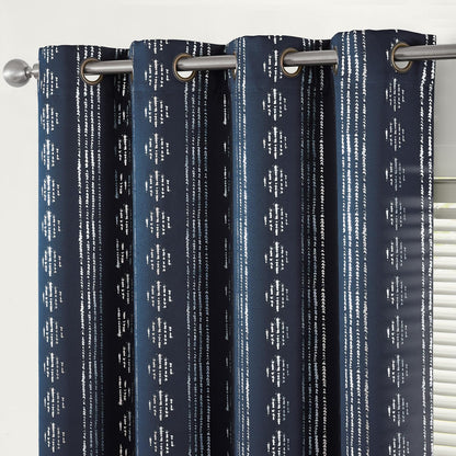 jinchan Boho Blackout Curtains 63 Inch Length Moon Phase Printed Drapes