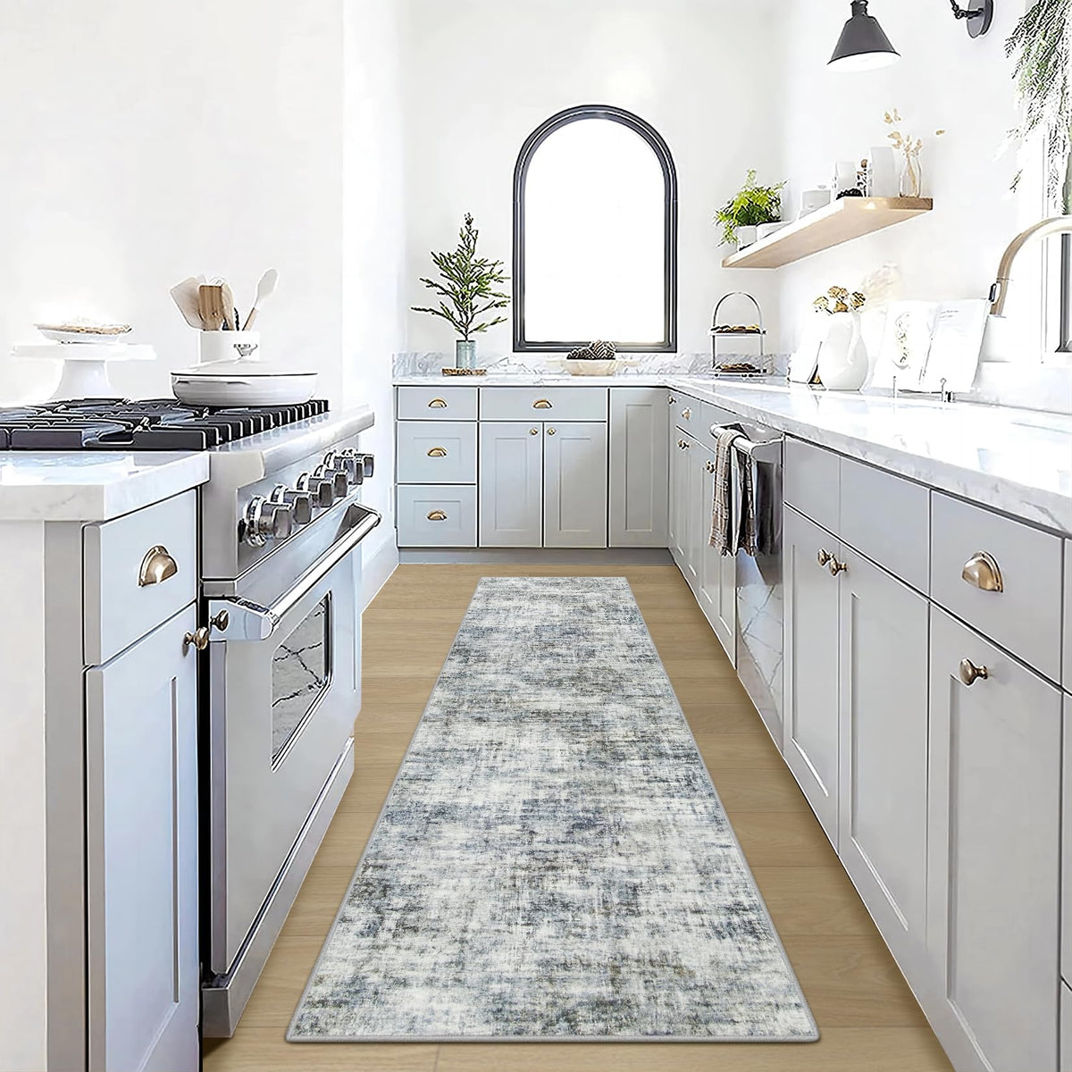 8x10 Area Rugs for Living Room: Washable Abstract Black Grey Gold Carpet