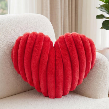 16 Inch White Heart Pillow Cute Fluffy Decorative Throw Pillows for Bed