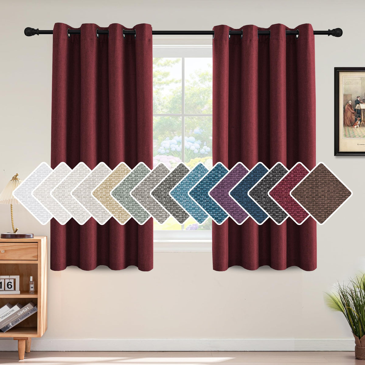 H.VERSAILTEX Linen Blackout Curtain 84 Inches Long for Bedroom/Living Room Thermal Insulated Grommet Linen Look Curtain Drapes Primitive Textured Burlap Effect Window Drapes 1 Panel - Heather Ivory
