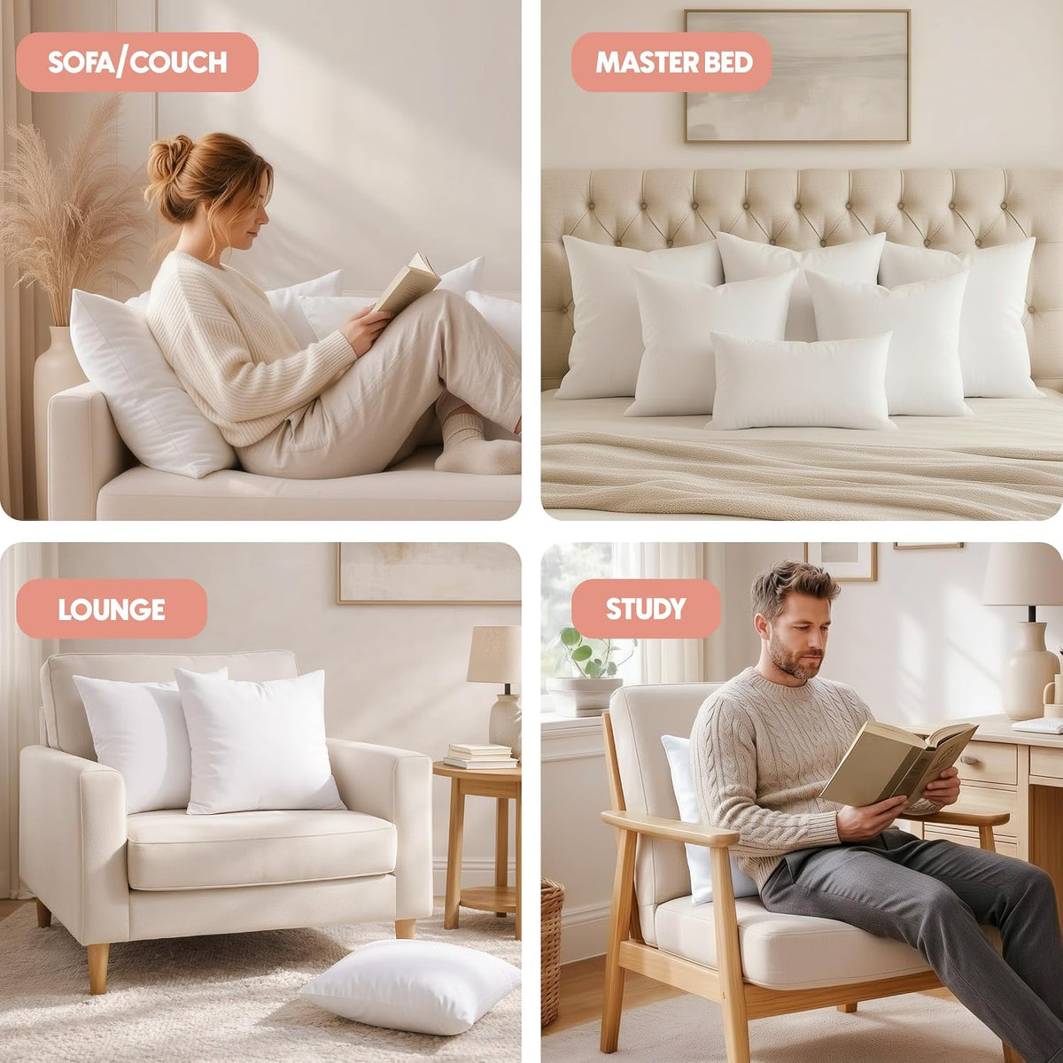 Utopia Bedding 18x18 Pillow Inserts, White Throw Pillows for Couch, 2 Pack