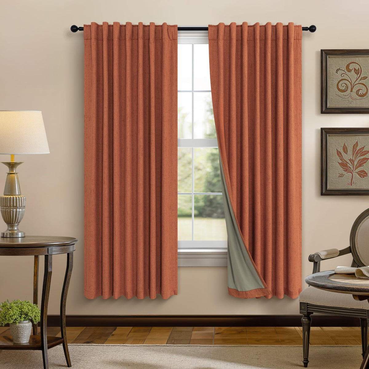 100% Blackout Curtains 84 Inch Length 2 Panels Set Neutral Boho Linen Farmhouse for Bedroom Windows Living Room Darkening Thermal Insulated Drapes Natural Cream Ivory 7ft Long Back Tab Pleated Pocket