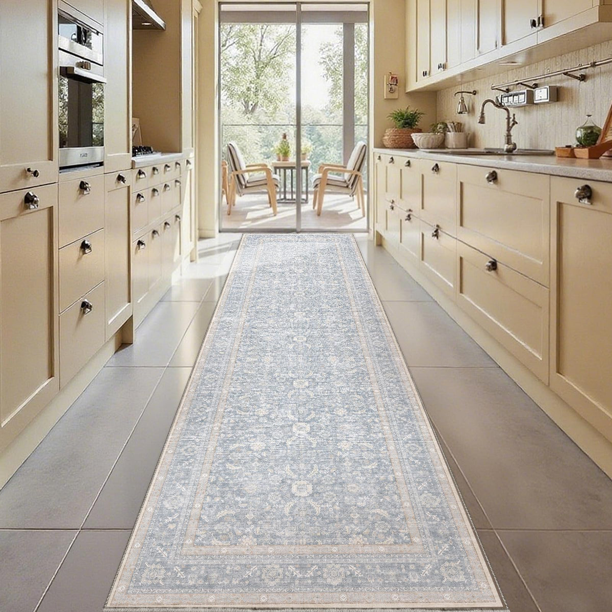 OPPODREAM Vintage Blue Area Rugs 5x7, Washable Rug for Living Room