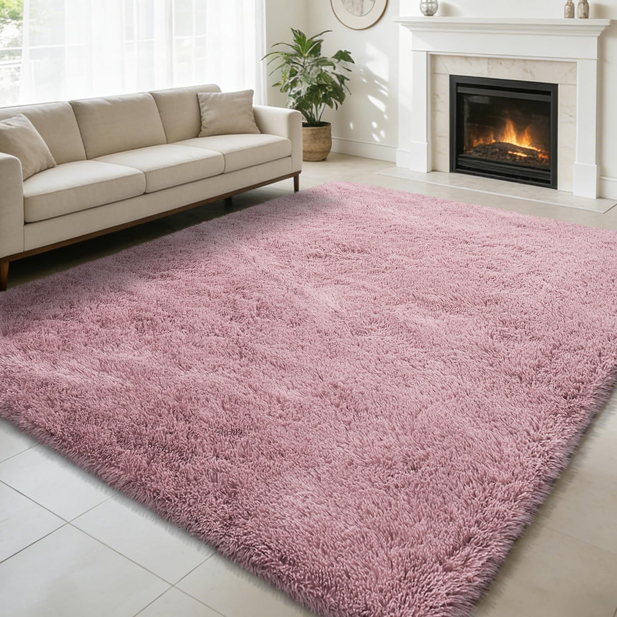 8x10 Fluffy Area Rugs for Living Room,Black Large Shag Area Rug for Bedroom
