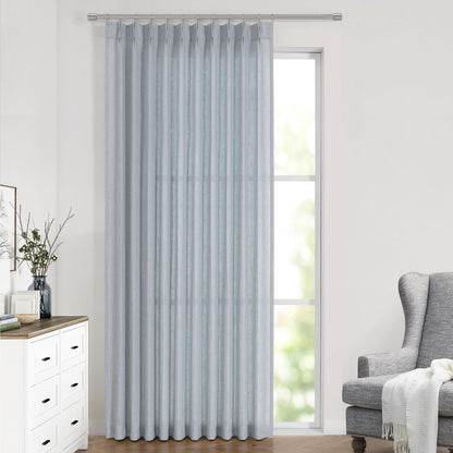 Vision Home Natural Linen Pinch Pleated Semi Sheer Curtains 42Wx90Lx2
