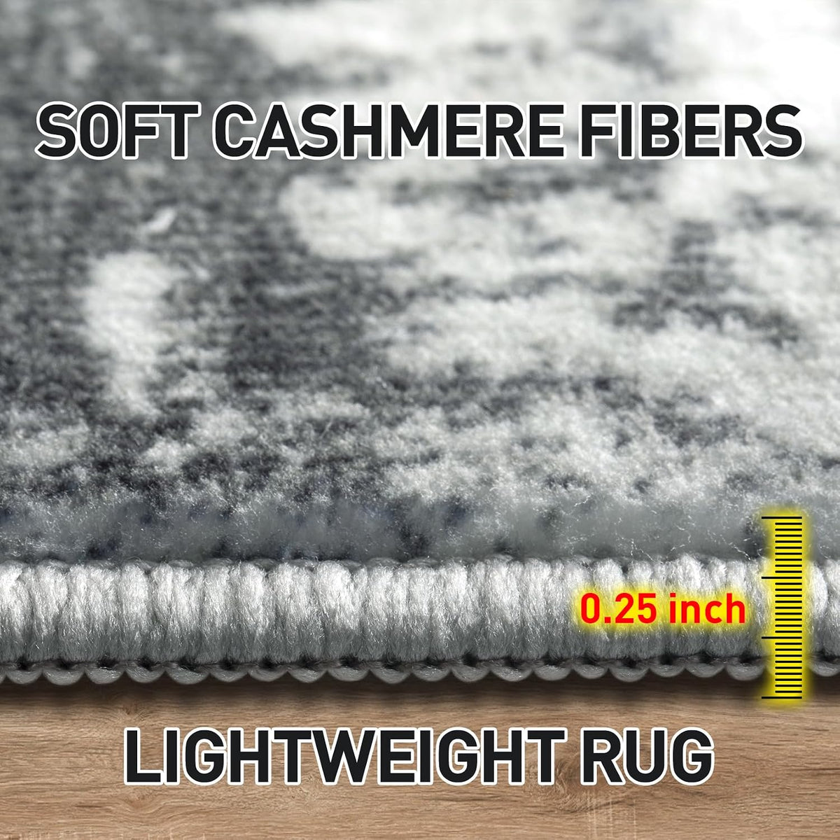 8x10 Area Rugs for Living Room: Washable Abstract Black Grey Gold Carpet
