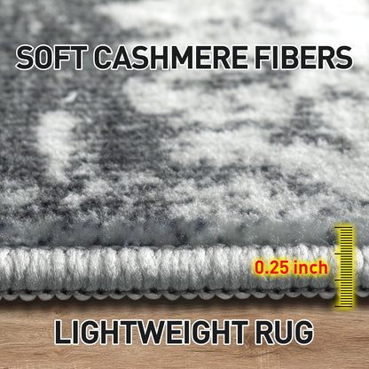 8x10 Area Rugs for Living Room: Washable Abstract Black Grey Gold Carpet