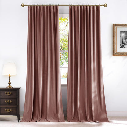 NICETOWN Olive Green Velvet Blackout Curtains 84" Long, 52" Wide, 2 Panels