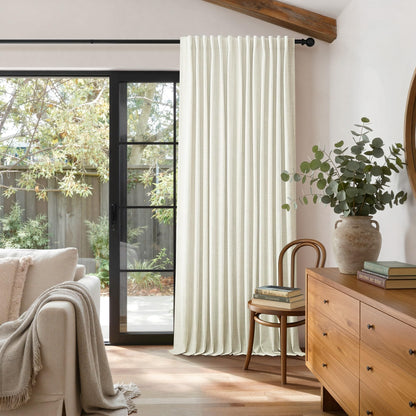 100% Blackout Curtains 84 Inch Length 2 Panels Set Neutral Boho Linen Farmhouse for Bedroom Windows Living Room Darkening Thermal Insulated Drapes Natural Cream Ivory 7ft Long Back Tab Pleated Pocket