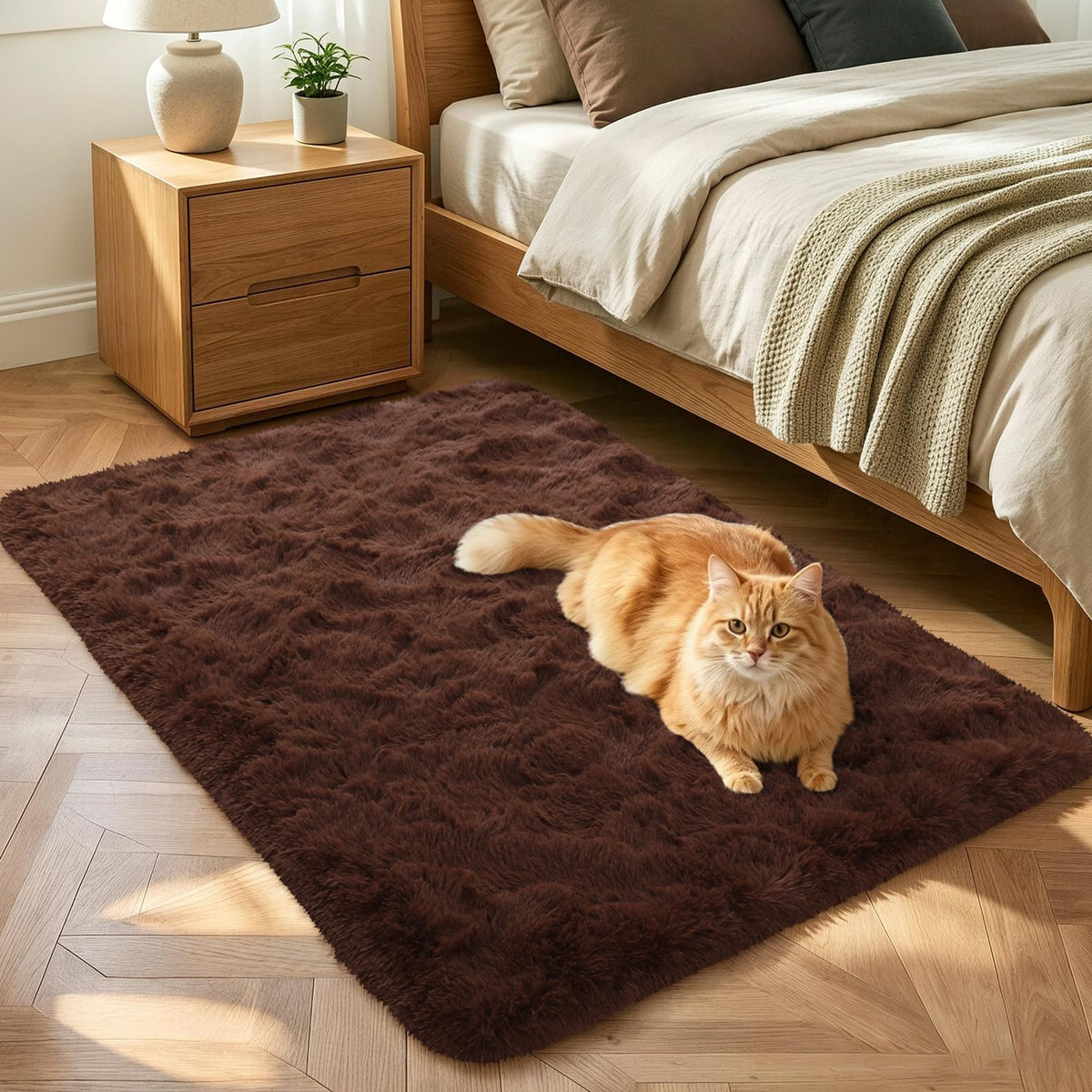Noahas 2x6 Black Fluffy Soft Runner Rug Non-Slip for Bedroom Dorm Hallway
