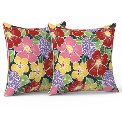 LVTXIII Set of 2 Patio Lumbar Pillows, 12" x 20" Fade Resistant Outdoor Lumbar Pillow with Inners, Fluffy Decorative Garden Lumbar Cushions for Home Patio Coach Sofa Use, Jacobean Black