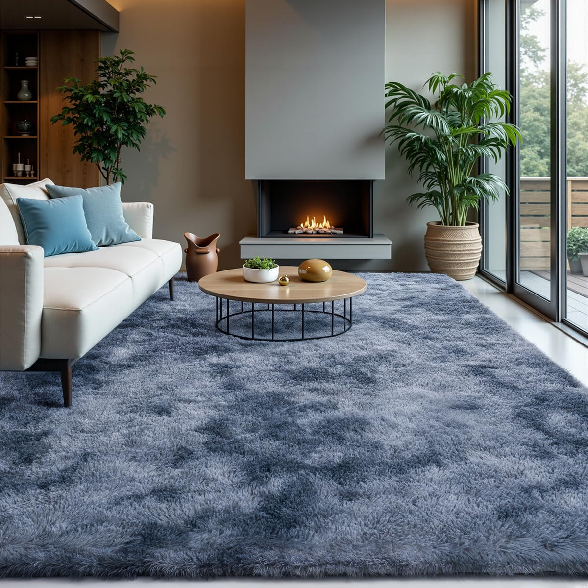 Zentavio 5x8 Area Rugs for Bedroom Fluffy Rugs for Living Room Carpet Large Fuzzy Soft Shag Aesthetic Plush High Pile Gray Throw Rug for Nursery Kids Room Dorm Waved Grey