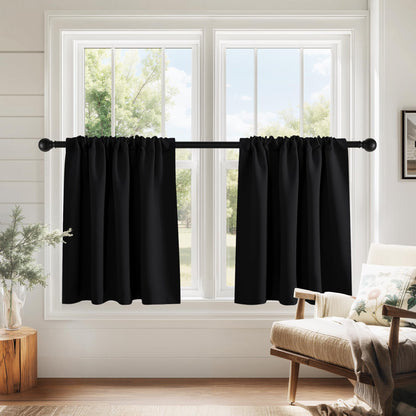 PONY DANCE Black Out Curtains 72 inch Long, Black, 2 Panels