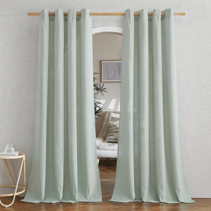 NICETOWN Natural Linen Curtains 84 inch Long 2 Panels Set, Grommet Top Thick Linen Burlap Semi Sheer Vertical Drapes Privacy Assured with Light Filtering for Bedroom/Living Room, W55 x L84