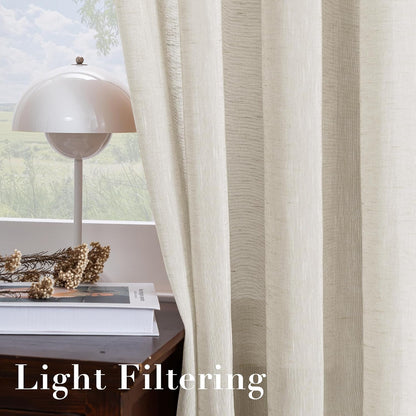 H.VERSAILTEX Natural Linen Sheer Curtains 84" 2 Panels Grommet
