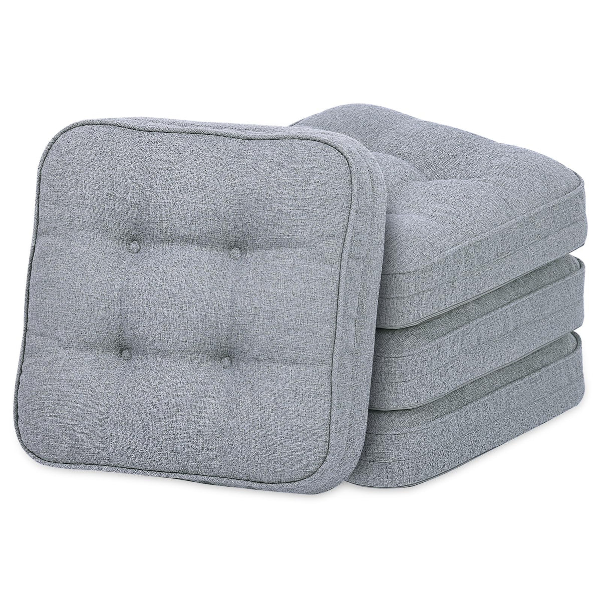 GOFORIT Chair Cushions,Tufted Shredded Memory Foam Chair Pads, Non-Slip Seat Cushions with Removable Cover, 16'' x 16'', Beige