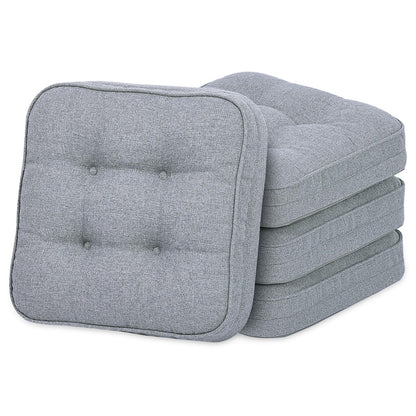 GOFORIT Chair Cushions,Tufted Shredded Memory Foam Chair Pads, Non-Slip Seat Cushions with Removable Cover, 16'' x 16'', Beige
