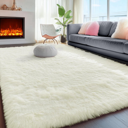 Fluffy Grey Rug for Bedroom 4x6, Modern Area Rugs for Kids Room Living Room