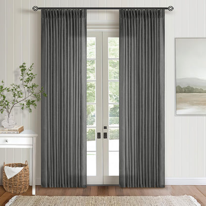 TWODRAPES Natural Pinch Pleated Linen Semi Sheer 84 Inch Curtains 2 Panels