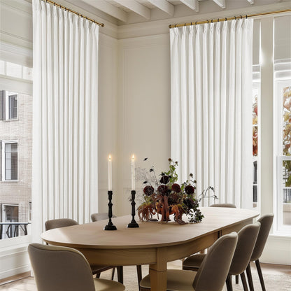 TWODRAPES Natural Pinch Pleated Linen Semi Sheer 84 Inch Curtains 2 Panels