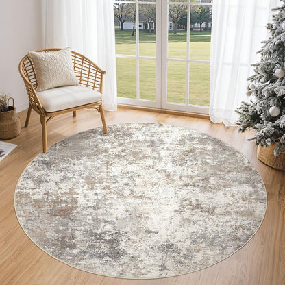 UERMEI 8x10 Area Rug Living Room Rugs - Washable Neutral Modern Abstract Soft Thin Large Rug Indoor Floor No Slip Rug Carpet for Bedroom Under Dining Table Home Office Decor - Brown Grey