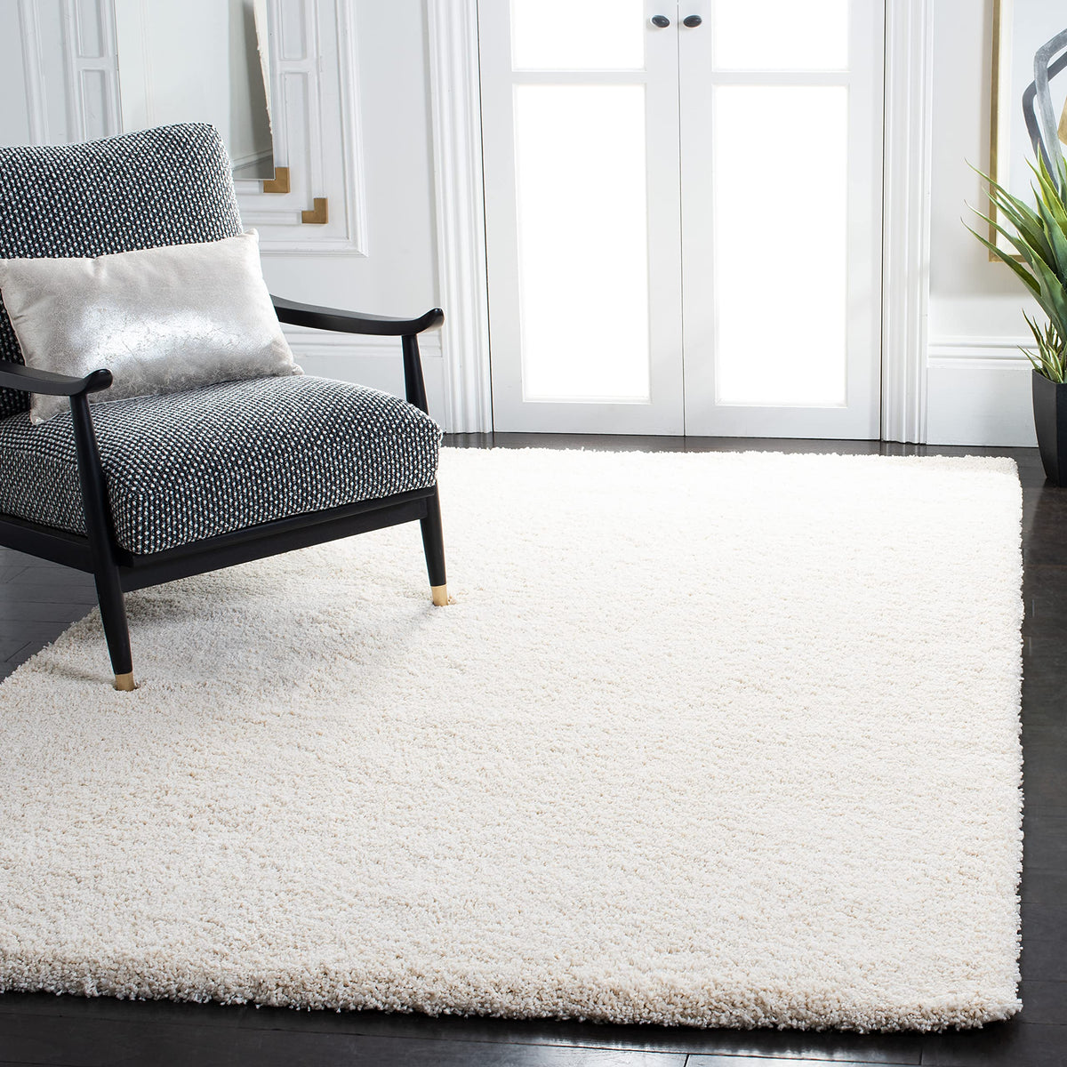SAFAVIEH Milan Shag Collection 8'6" x 12' Ivory SG180 Solid Non-Shedding Living Room Bedroom Dining Room Entryway Plush 2-inch Thick Area Rug