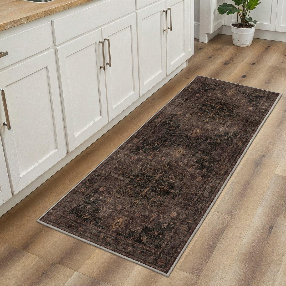 GENIMO 8x10 Washable Area Rugs for Living Room, Non Slip, Taupe Brown