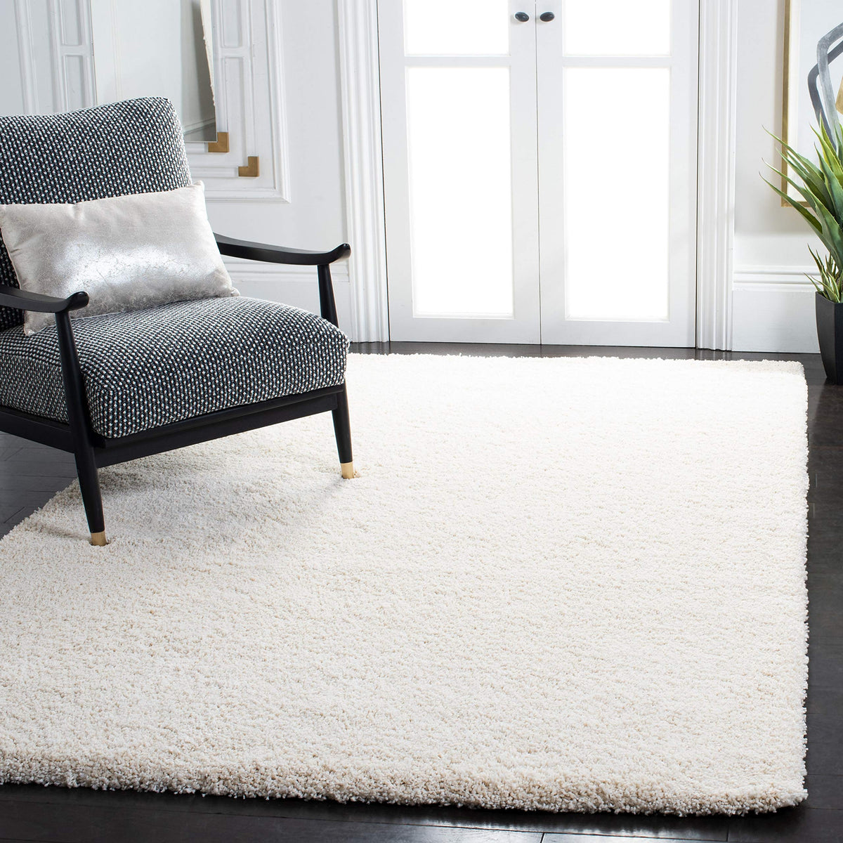 SAFAVIEH Milan Shag Collection 8'6" x 12' Ivory SG180 Solid Non-Shedding Living Room Bedroom Dining Room Entryway Plush 2-inch Thick Area Rug