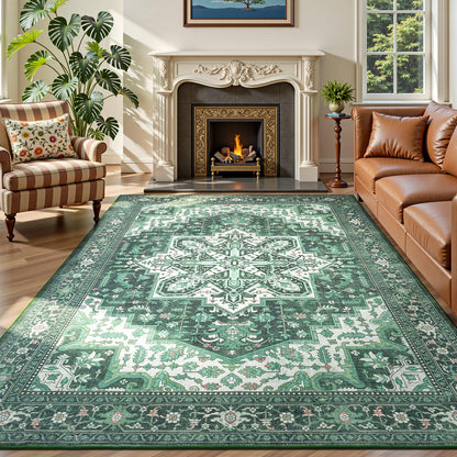 Rugflix 8x10 Area Rug for Living Room, Washable Navy Blue Dark Black Carpet